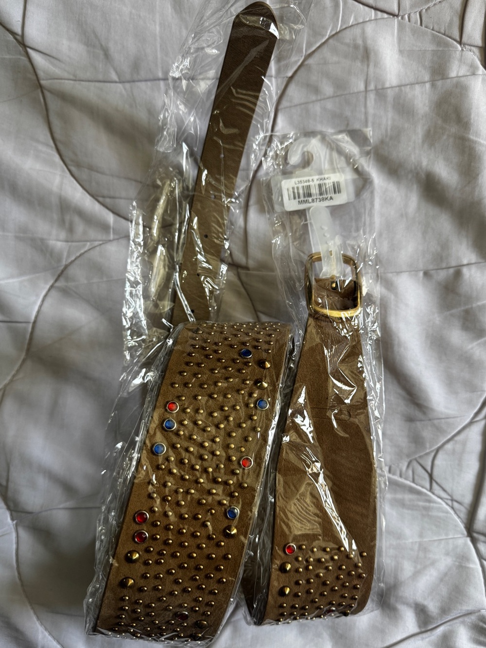Studded Brown Leather Belt NWT